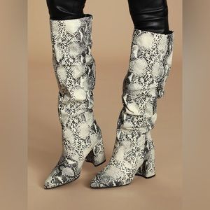 Lulus Snakeskin Knee High Boots